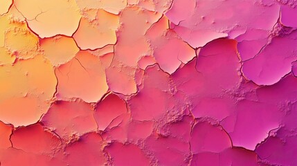 Fototapeta premium Textured surface with orange to pink gradient and intricate cracks