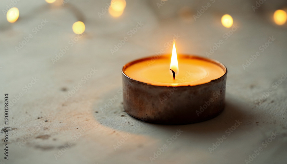 Poster soft glow of a burning candle sets a tranquil atmosphere in a cozy setting during evening hours