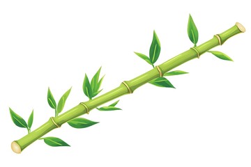 Naklejka premium Vibrant Green Bamboo Branch with Lush Foliage, Isolated on White