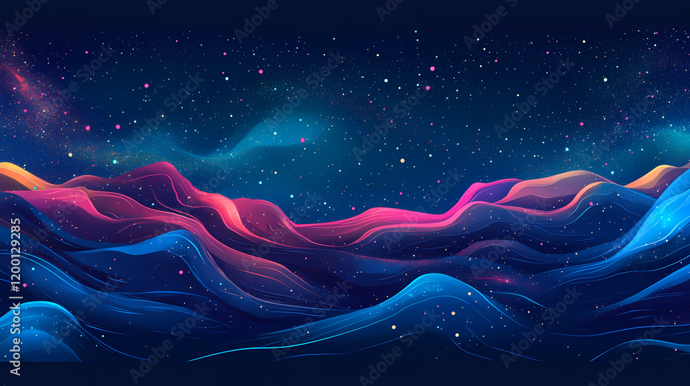 Wall mural galactic ocean with shimmering celestial patterns and radiant stardust illuminating the universe. ga