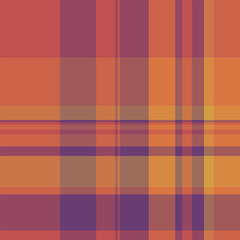 Gift plaid background texture, show vector fabric tartan. Old-fashioned seamless check pattern textile in red and orange colors.