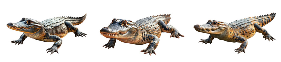 Fototapeta premium alligator trio - isolated on white background