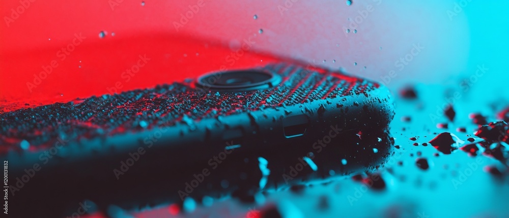 Poster Macro view highlighting the intricate design and protective features of a textured plastic phone case