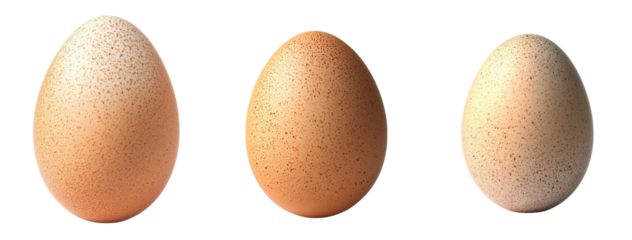 brown speckled eggs - different sizes - isolated