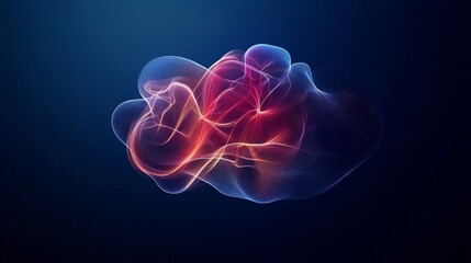 Abstract colorful wave formation with luminous light trails on a dark background representing creativity and innovation in technology and design