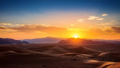 sunset over the desert landscape background high pleasant picture