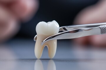 Dentist performs tooth extraction while patient is cared for in a clinical environment with expertise and precision