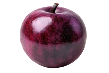 Unique purple apple showcasing a glossy surface, captured in studio lighting with clear focus on its shape and color