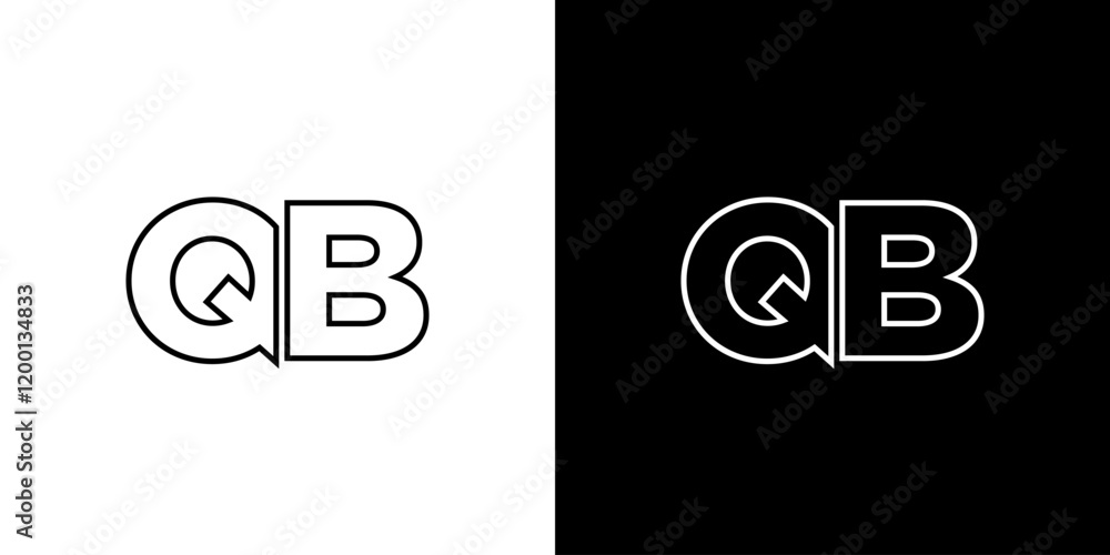 Poster letter q and b, qb logo design template. minimal monogram initial based logotype.