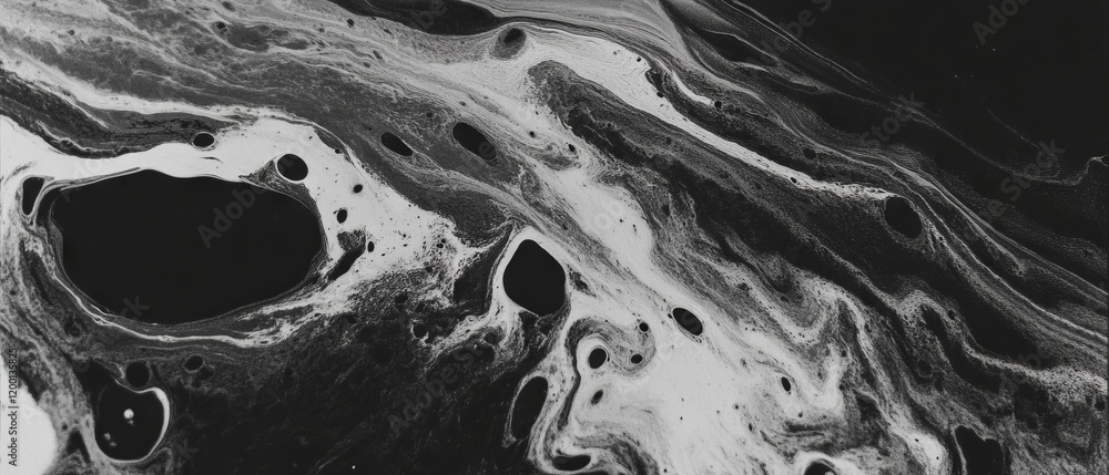 Aufkleber Exploring captivating ink patterns with pooling and dark spots on textured paper