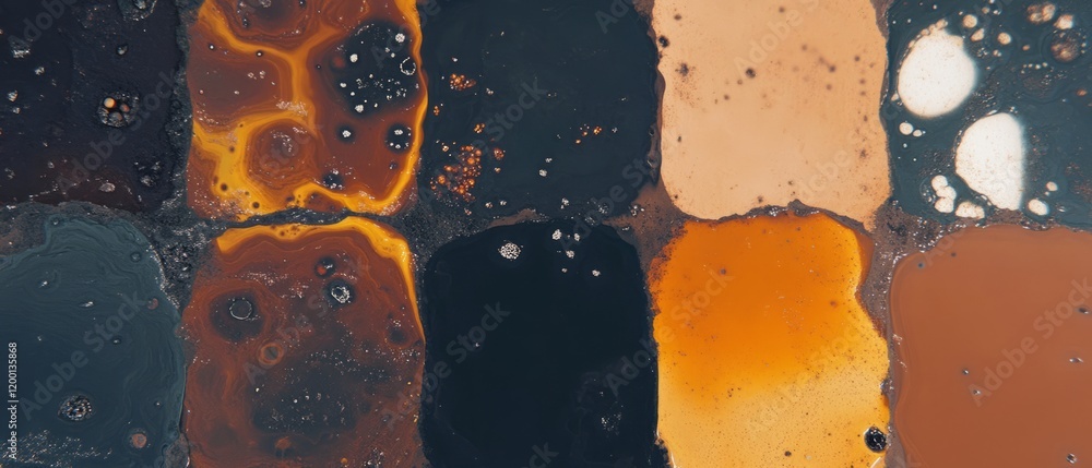 Poster Exploring the variations of ink saturation with contrasting dark and light textures in fluid patterns