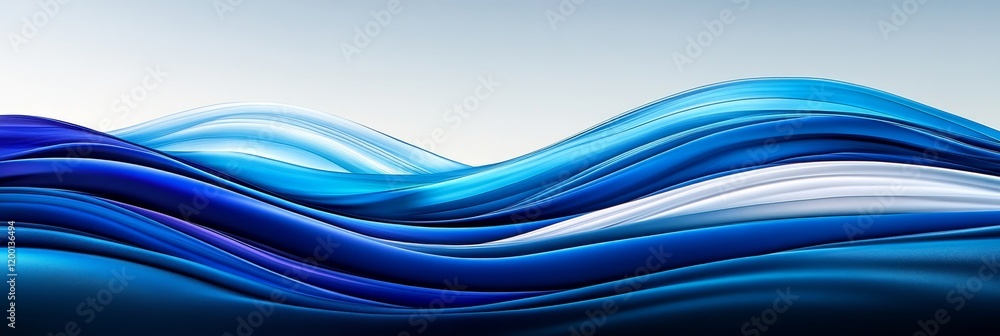 Poster abstract blue and white flowing wave pattern, elegant design element for background or banner