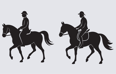Fototapeta premium horse and rider, men on horseback silhouette vector art illustration 