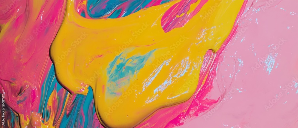 Poster Vivid abstract patterns created with dripping oil paint featuring vibrant colors and texture