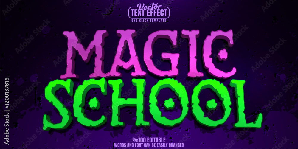 Poster magic editable text effect, customizable school and spell 3d font style