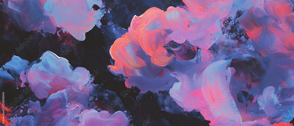 Poster exploring vibrant oil paint textures and colors in an artistic setting with palette knife techniques