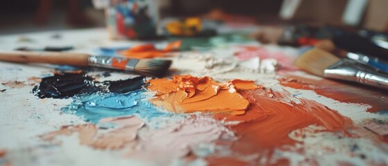 Exploring textures in oil painting with dry brush technique on a creative workspace