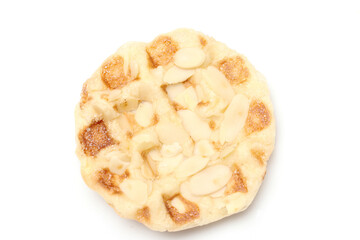 mini waffle almond topping isolated on white background