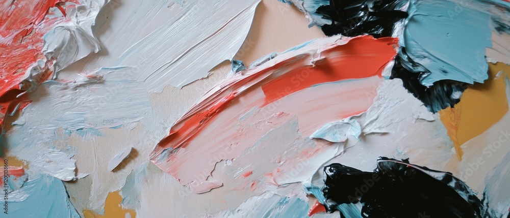 Poster expressive oil painting with dynamic palette knife technique and rich textures filled with color