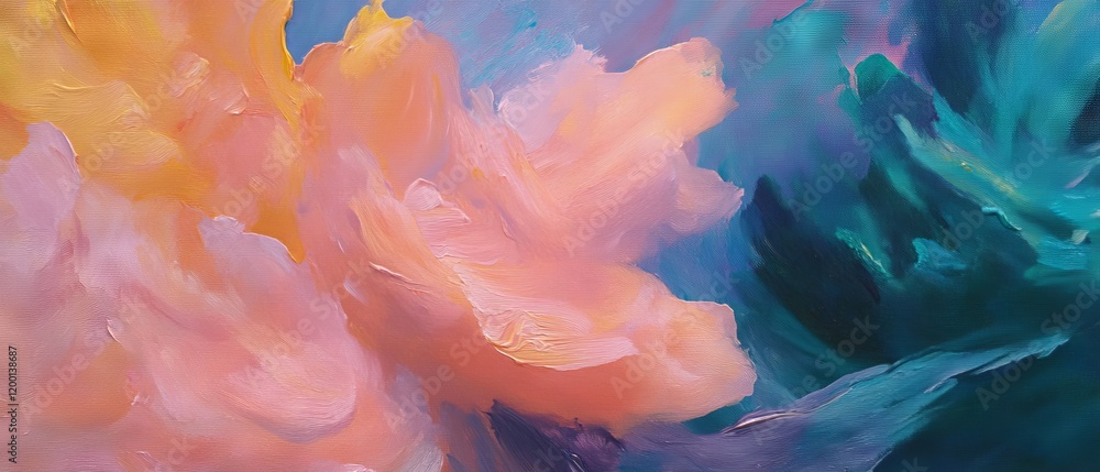 Aufkleber close-up view of swirls and soft transitions in an oil painting using sfumato technique