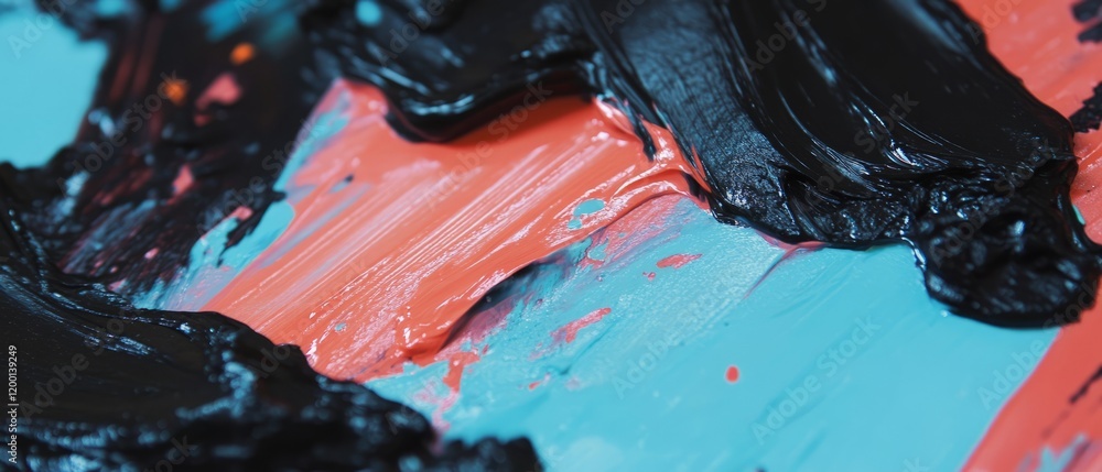 Poster colorful abstract palette knife painting with vibrant strokes and textured layers created using impa