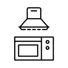 Obraz premium kitchen icon, kitchen line art - simple line art of kitchen, perfect for kitchen logos and icons and themed design 