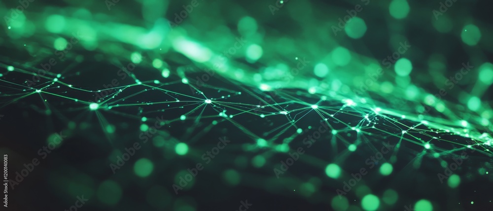 Poster Intricate patterns of green lines and textures resembling printed circuit boards in electronic design