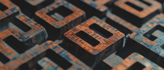 Detailed texture of printed QR codes and square patterns showcases information density and design uniqueness