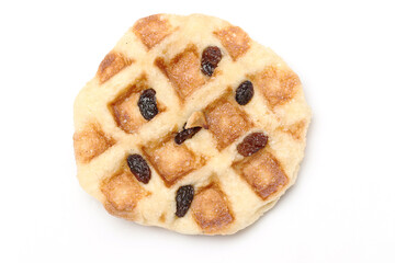 mini waffle raisins topping isolated on white background