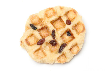 mini waffle raisins topping isolated on white background