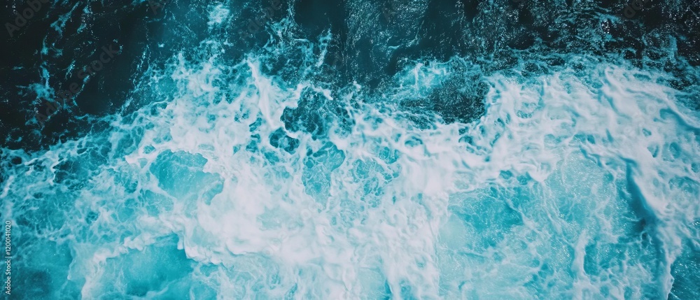 Poster captivating seascape painting with dynamic waves and deep blue ocean texture