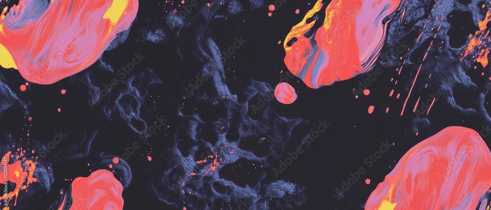 Poster Dynamic splashing water texture with bright colors and abstract shapes from a top view perspective