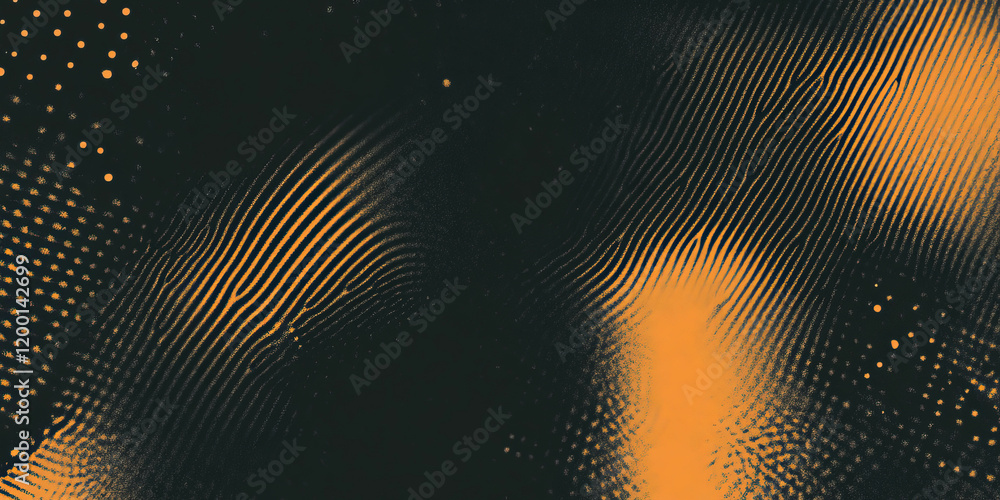 Poster Halftone texture featuring abstract patterns in dark and orange tones with a smooth gradient effect