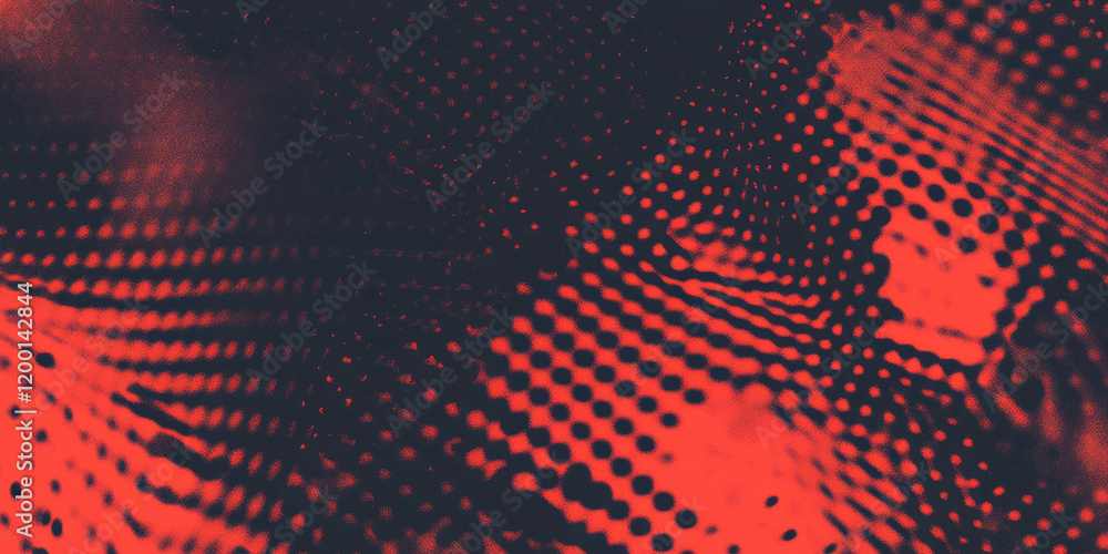 Aufkleber creative halftone texture with chaotic patterns and striking red tones