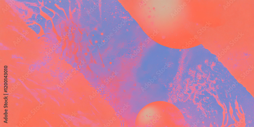 Poster Colorful halftone texture with abstract shapes and vibrant hues in dynamic composition