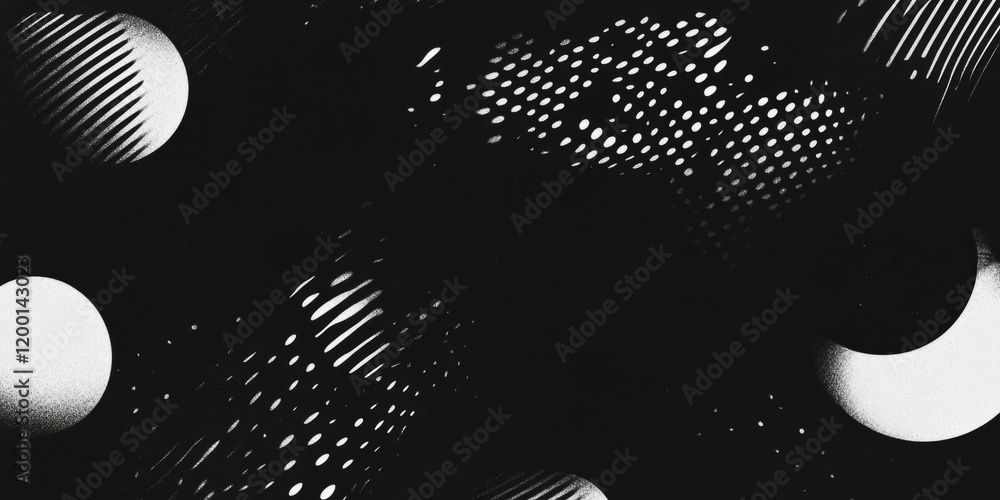 Aufkleber Halftone texture with dynamic patterns and shapes creating visual chaos