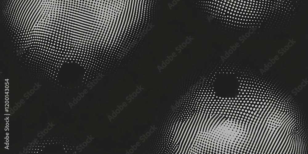 Poster Halftone texture in contrasting shades creating dynamic visual patterns