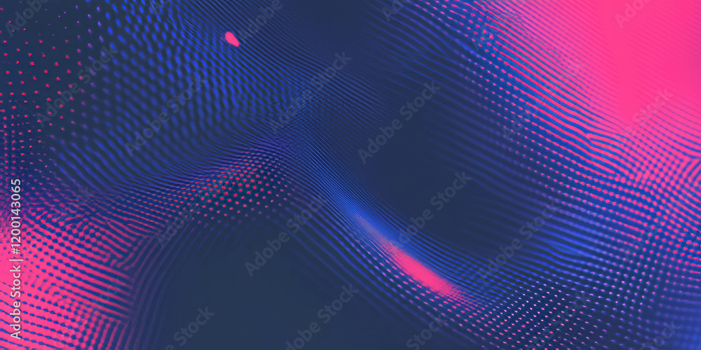 Poster vibrant halftone texture with chaotic patterns in blue and pink hues