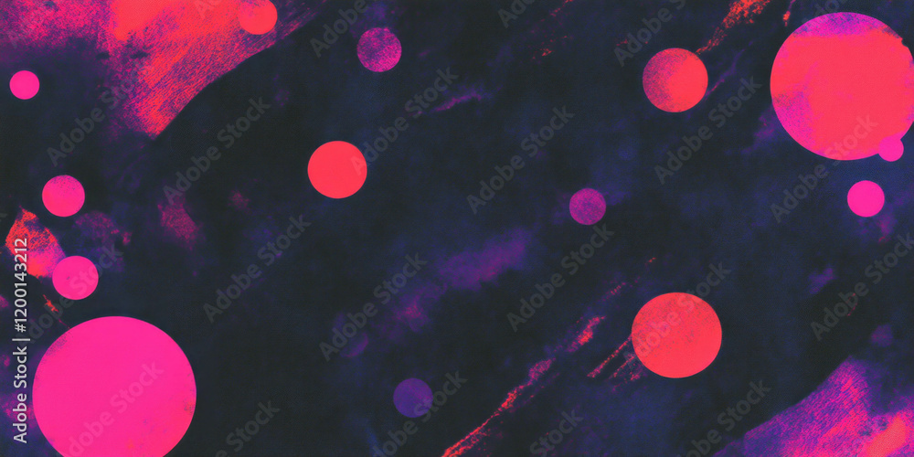 Poster vibrant grunge halftone texture with colorful dots on a black background