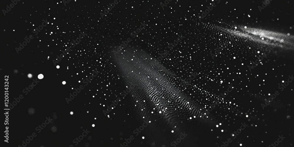 Poster distinct grunge halftone overlay features dots intensified at the center against a dark backdrop