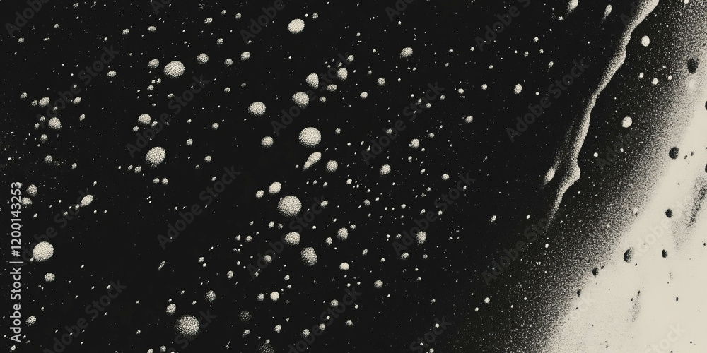 Poster grunge halftone pattern features dark dots against a light backdrop, evoking a classic look