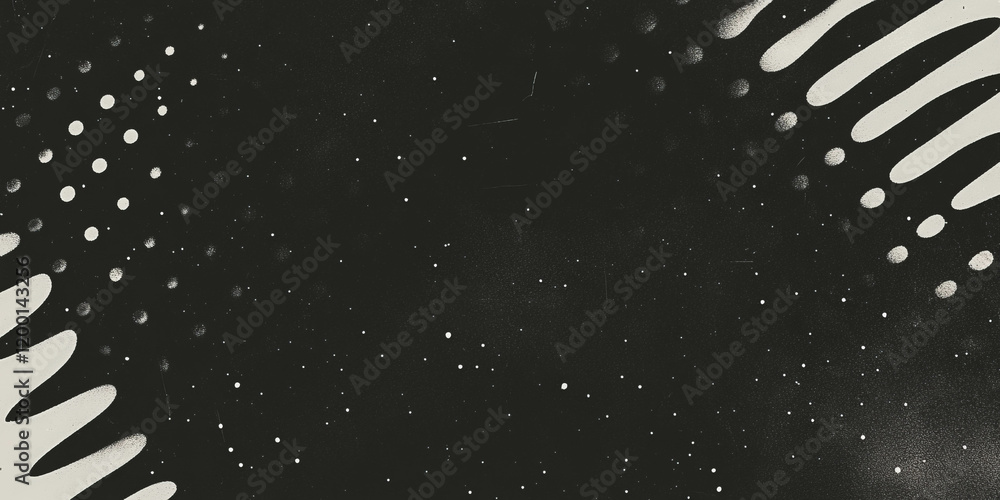 Poster grunge halftone texture with dark dots and classic high contrast design on light background