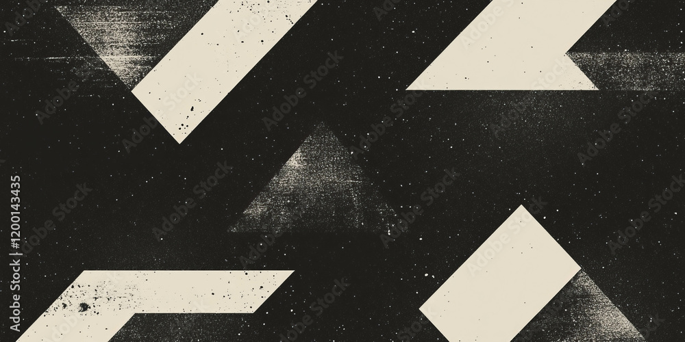 Aufkleber Grunge halftone texture with triangular patterns and geometric designs on a dark background