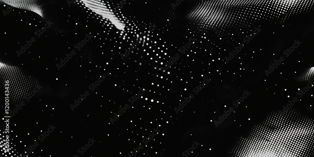 Aufkleber grunge halftone texture with geometric dots on a black background for creative designs