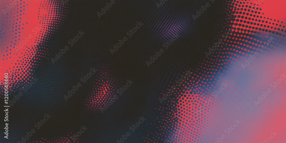 Poster Grunge halftone texture with geometric patterns on a dark background