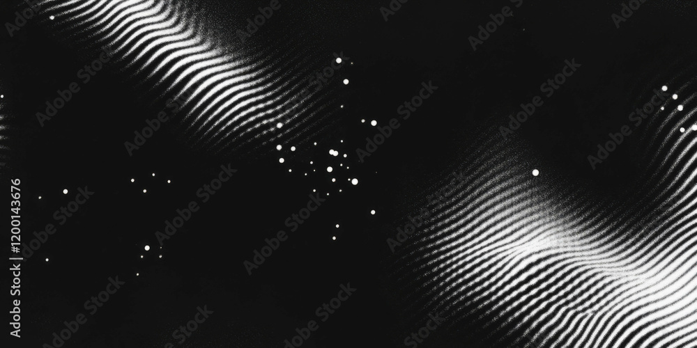 Aufkleber Grunge halftone overlay texture with static noise and dots on a black background