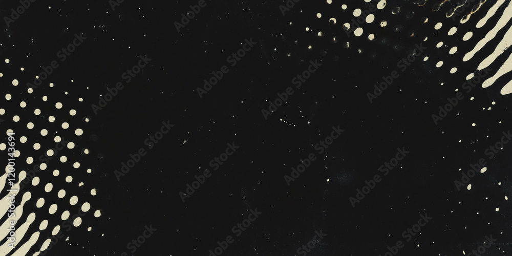 Aufkleber grunge halftone texture with dotted pattern and vintage effect on black background