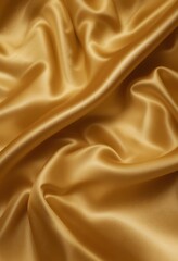 Fototapeta premium Golden Satin Fabric Draped Luxuriously Soft