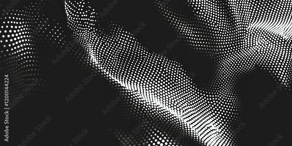 Aufkleber Grunge halftone overlay texture with irregular dots on a textured black background