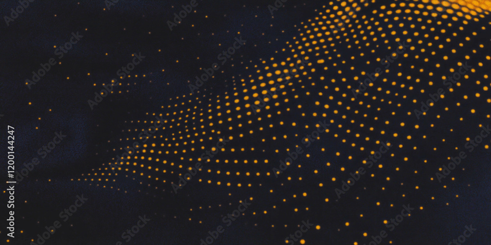 Poster Grunge halftone texture with random dot distribution on a black background